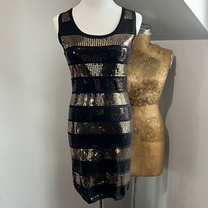 Black and Gold sequin dress